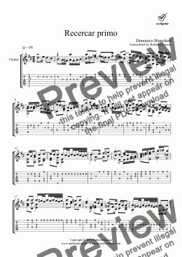 page one of Recercar primo for solo guitar