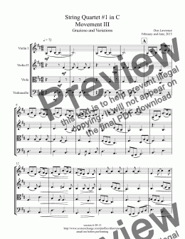 page one of String Quartet #1 in C Movement III 