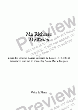 page one of Ma richesse (A. Jacques / Leconte de Lisle)