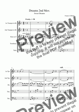 page one of 3 Dreams for Brass Quintet (2nd Movement)