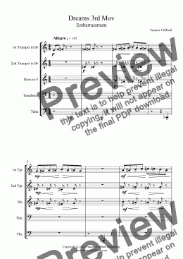 page one of 3 Dreams for Brass Quintet (3rd Movement)