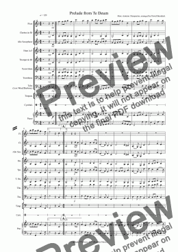 page one of Prelude from Te Deum for School School Band