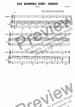 page one of Easy Harmonica Study- Andante