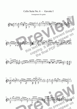 page one of Cello Suite No. 6  -   Gavotte I
