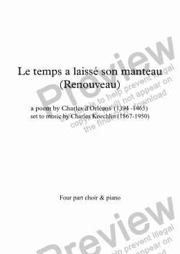 page one of Le temps a laissé son manteau (Koechlin / Ch. d’Orléans)