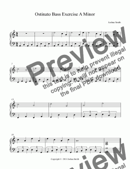 page one of Ostinato Bass Exercise A Minor