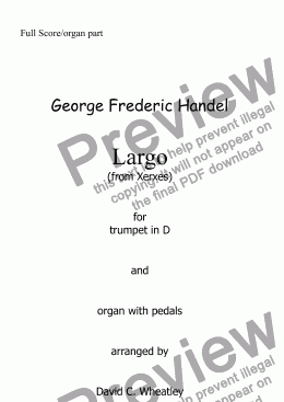 page one of Handel - Largo for trumpet in D and organ