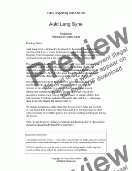 page one of  Auld Lang Syne (Easy School Band: Beginning / Elementary / Junior / Training Wind Band)