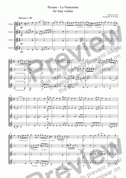 page one of Gervaise - PAVANE - La VENISSIENE - for four violins