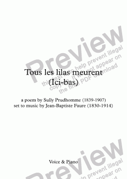 page one of Ici-bas (Tous les lilas meurent) (J-B Faure / Sully Prudhomme)