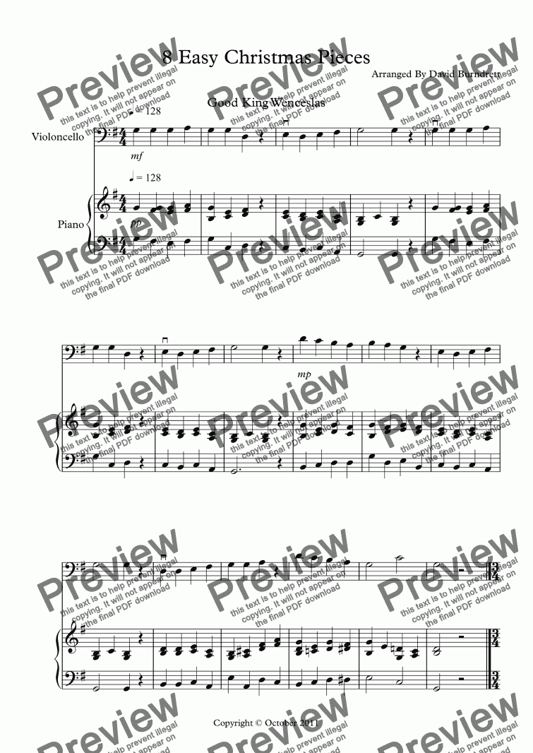 8 Christmas Pieces for Cello And Piano - Download Sheet Music PDF file