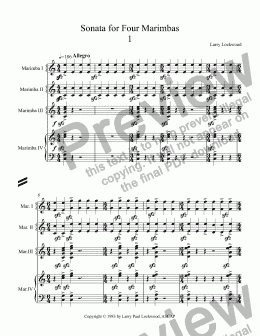 page one of Sonata for Four Marimbas