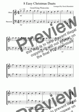 page one of 8 Easy Christmas Duets for Oboe And Bassoon