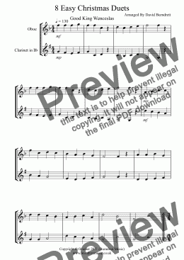 page one of 8 Easy Christmas Duets for Oboe And Clarinet