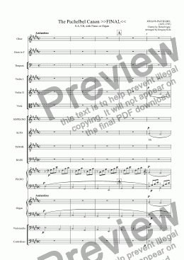 page one of The Pachelbel Canon for Chorus and Ensemble