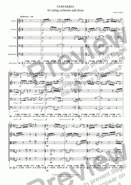 page one of FANFARRIA - for string orchestra and drum