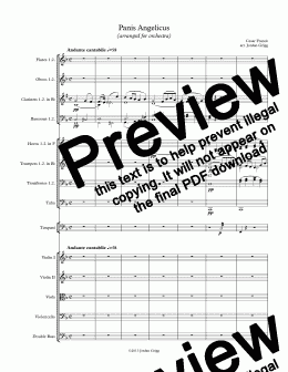 page one of Panis Angelicus (arranged for orchestra)