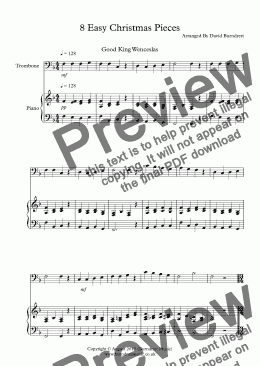 page one of 8 Easy Christmas Pieces for Trombone and Piano