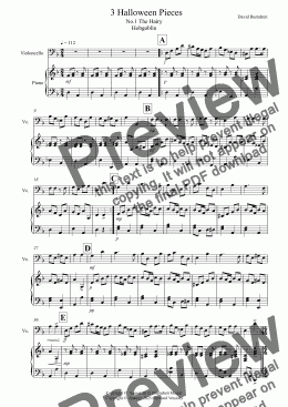 page one of 3 Halloween Pieces for Cello And Piano