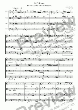 page one of Banchieri - LA FELICIANA - for two violas and two cellos