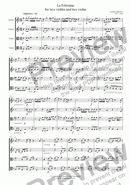 page one of Banchieri - LA FELICIANA - for two violins and two violas