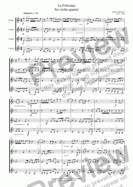 page one of Banchieri - LA FELICIANA - for violin quartet