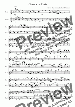 page one of Chanson de Matin for Flute duet