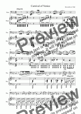 page one of Carnival of Venice for Vistuosi Solo Tuba and Piano