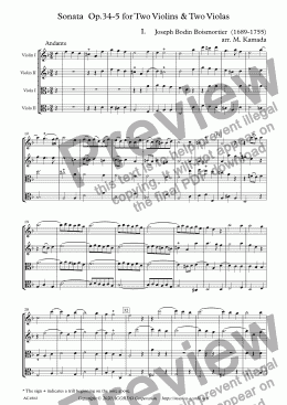 page one of Sonata  Op.34-5 for Two Violins & Two Violas