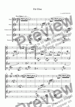 page one of Beethoven: Für Elise - wind quintet
