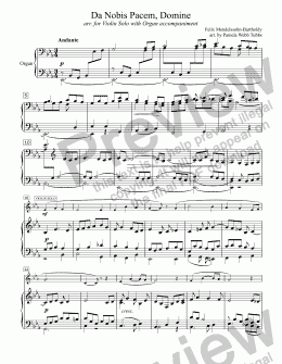 page one of Da Nobis Pacem OR Grant Us Thy Peace (MENDELSSOHN), arr. for Solo Violin with Organ accompaniment, arr. by Pamela Webb Tubbs