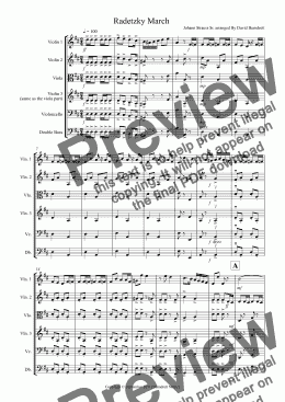 page one of Radetzky March for String Orchestra
