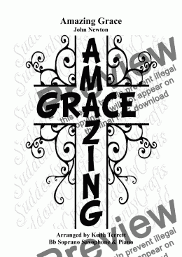 page one of Amazing Grace for Bb Soprano/Soprillo Saxophone & Piano