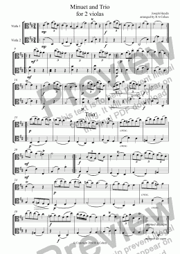 page one of Haydn - MINUET and TRIO - for 2 violas