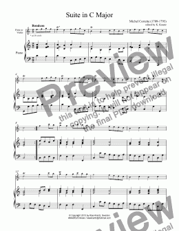 page one of Suite in C Major for flute/violin and piano