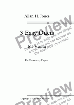 page one of 3 Easy Duets for Violin