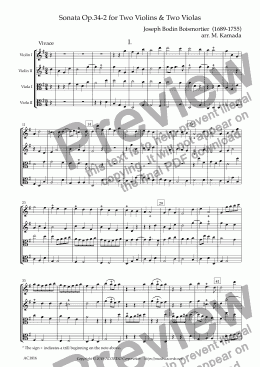 page one of Sonata Op.34-2 for Two Violins & Two Violas