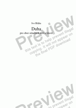 page one of DUHA (Rainbow) pro sbor mladších dětí a klavír (Czech words)