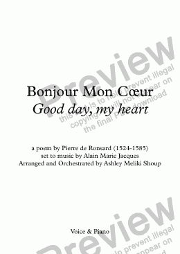 page one of Bonjour Mon Cœur (A. Jacques / Ronsard)