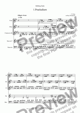 page one of Holberg Suite (All 5 movements: 1. Prelude 2.Sarabande 3.Gavotte 4.Air 5. Rigaudon)