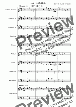 page one of LA REJOICE OVERTURE