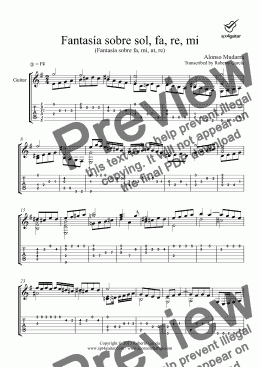 page one of Fantasía sobre sol, fa, re, mi for solo guitar