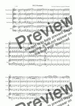 page one of 1812 Overture for Recorder Quartet
