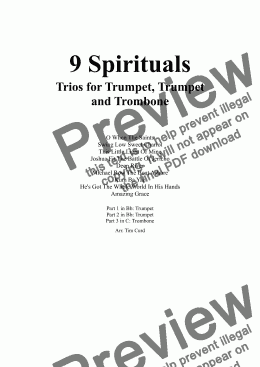 page one of 9 Spirituals, Trios For Trumpet, Trumpet and Trombone