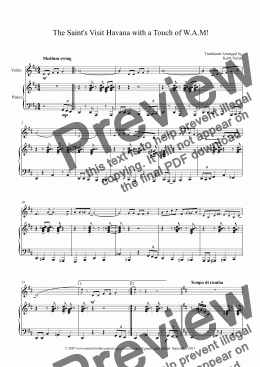 page one of The Saint’s Visit Havana with a Touch of W.A.Mozart for Violin & Piano