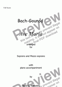 page one of Bach-Gounod - Ave Maria for Soprano and Alto duo