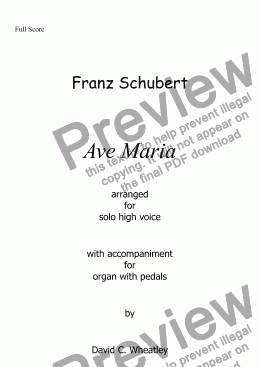 page one of Schubert - Ave Maria for solo high voice and organ