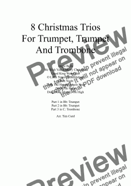 page one of 8 Christmas Trios For Trumpet, Trumpet and Trombone