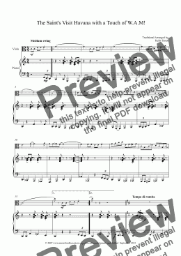 page one of The Saint’s Visit Havana with a Touch of W.A.Mozart for Viola & Piano