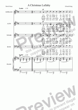 page one of A Christmas Lullaby [Grieg/Grace] SATB